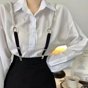 Bling and Pearl Black Suspenders